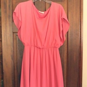 Coral Boutique Dress with Lace Trim